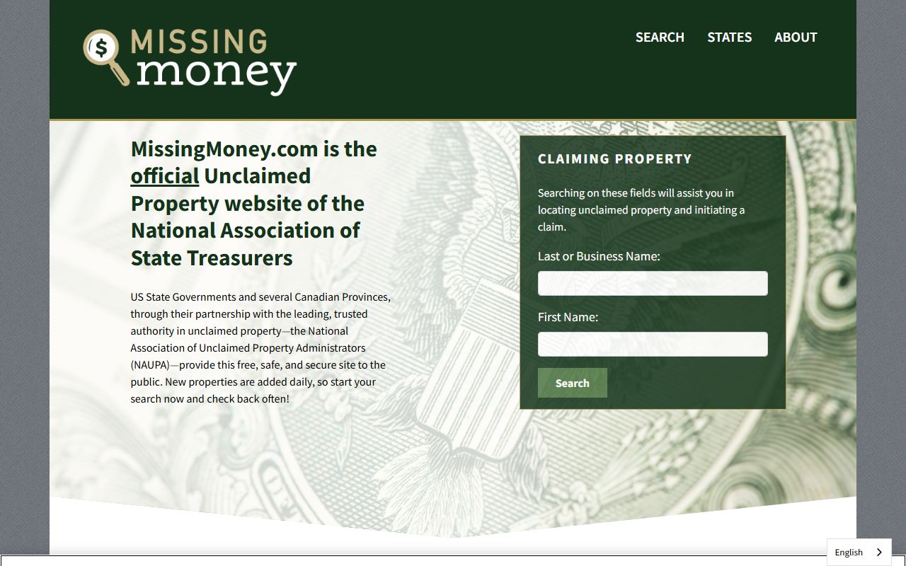 MissingMoney.com national unclaimed property search for Allen Texas residents
