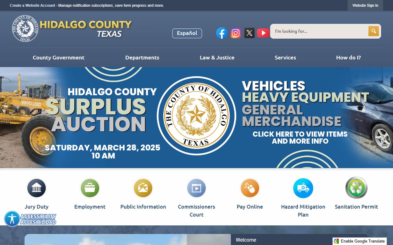 Hidalgo County official website for Edinburg unclaimed money and property records