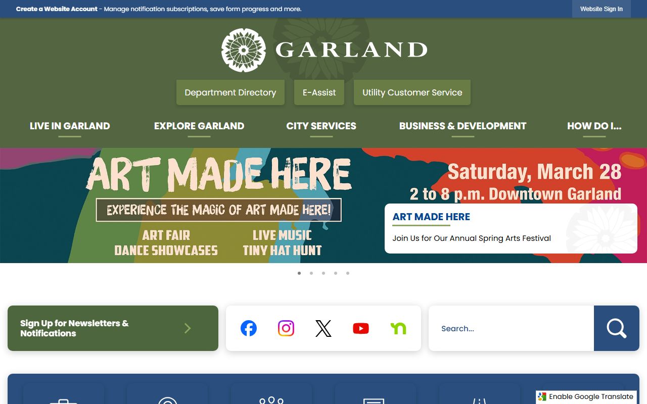 City of Garland official website for unclaimed money and local financial resources