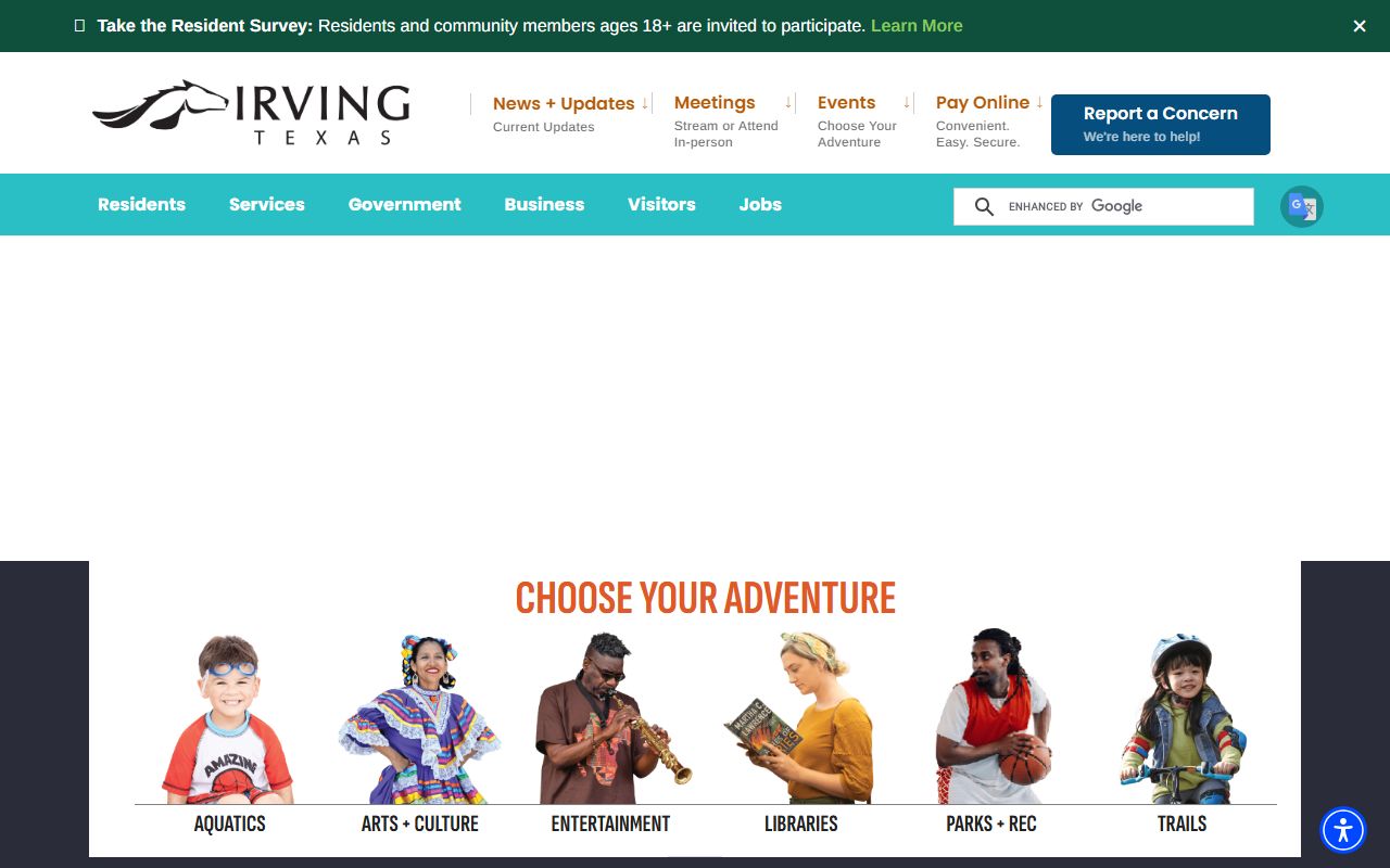 City of Irving official website for unclaimed money and local financial resources