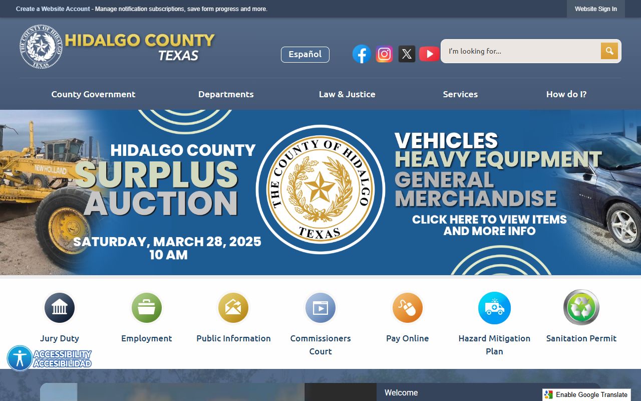 Hidalgo County official website for McAllen area county records and unclaimed property resources