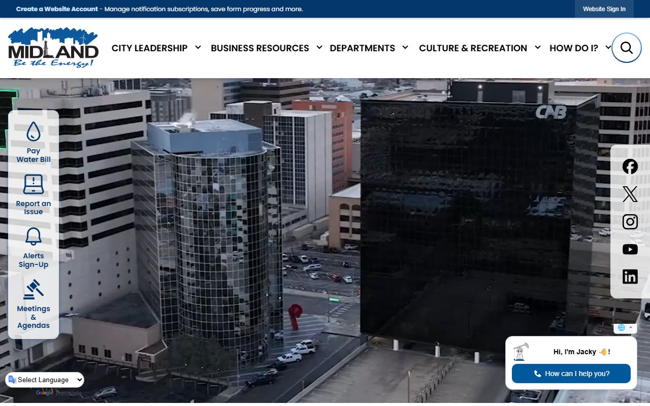 City of Midland official website for local resources and unclaimed money information