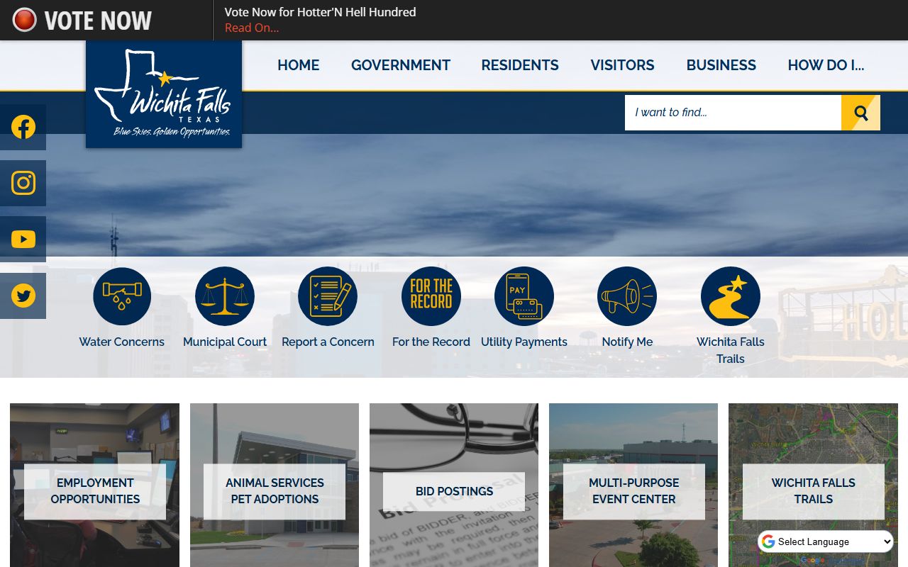 City of Wichita Falls official website for unclaimed money resources