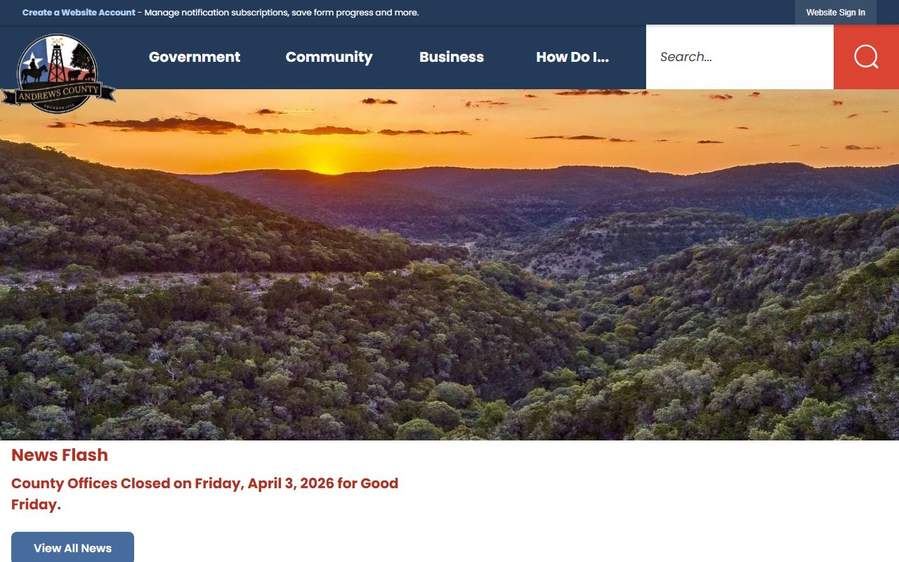 Andrews County official website for county records and mineral interest information