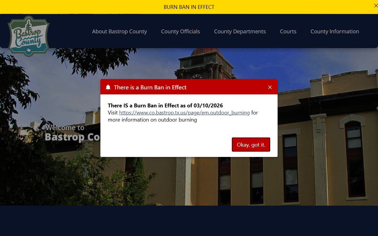 Bastrop County official website for local offices and unclaimed property contacts