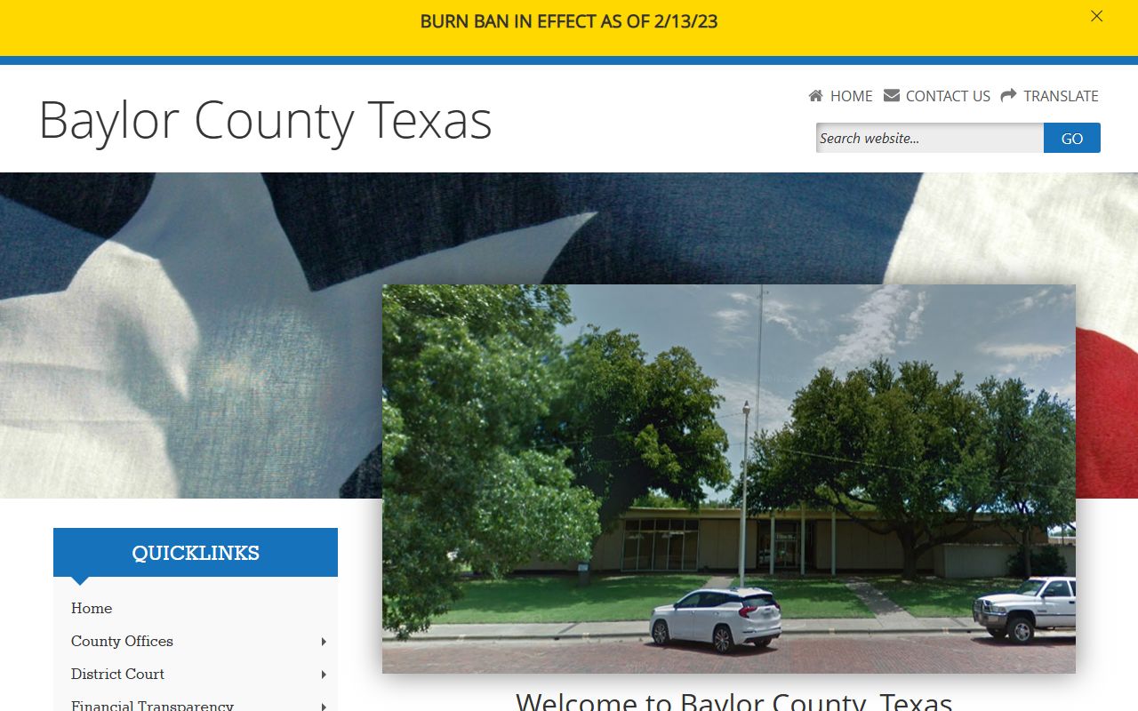 Baylor County official website with local records and contacts for unclaimed property