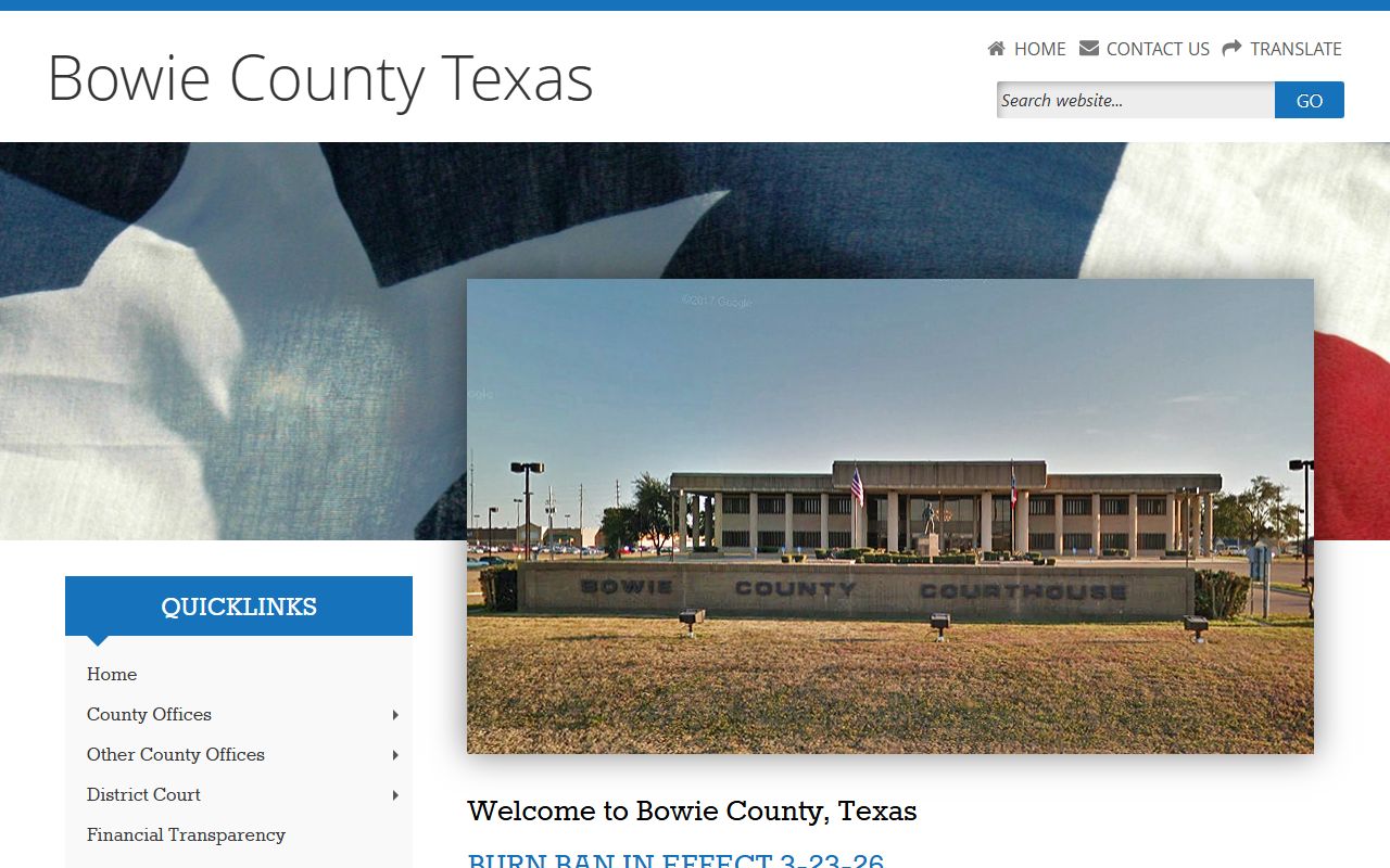 Bowie County official website with local records and unclaimed property contacts