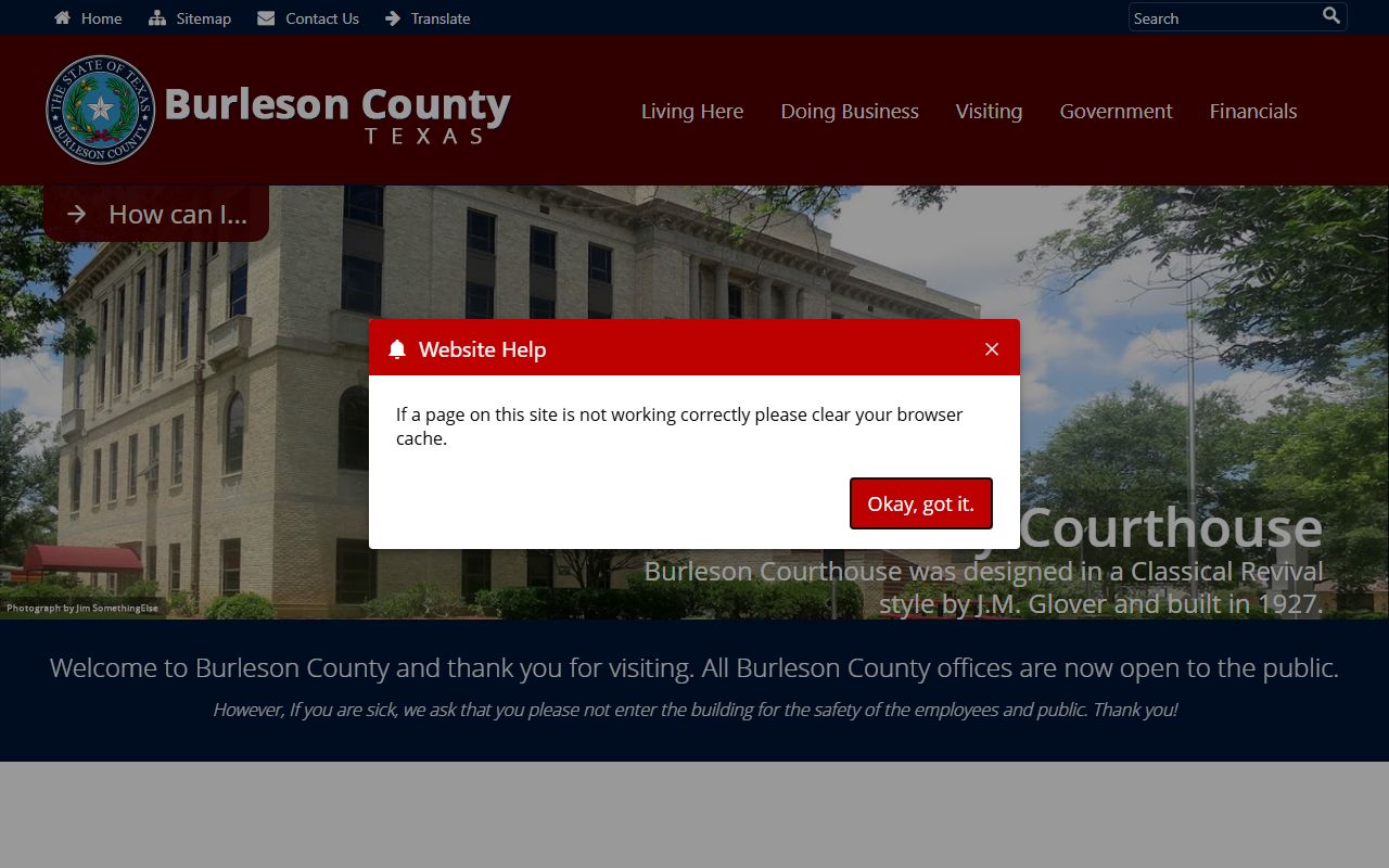 Burleson County official website for local unclaimed money resources