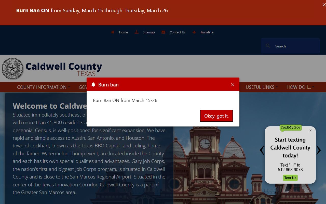 Caldwell County official website for county office contacts and local resources