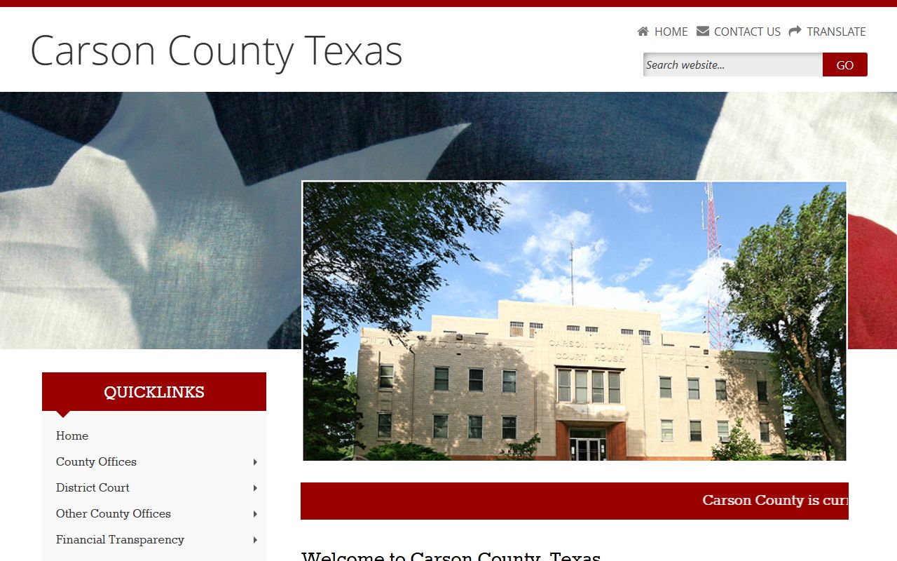 Carson County official website with local office contacts and unclaimed money information