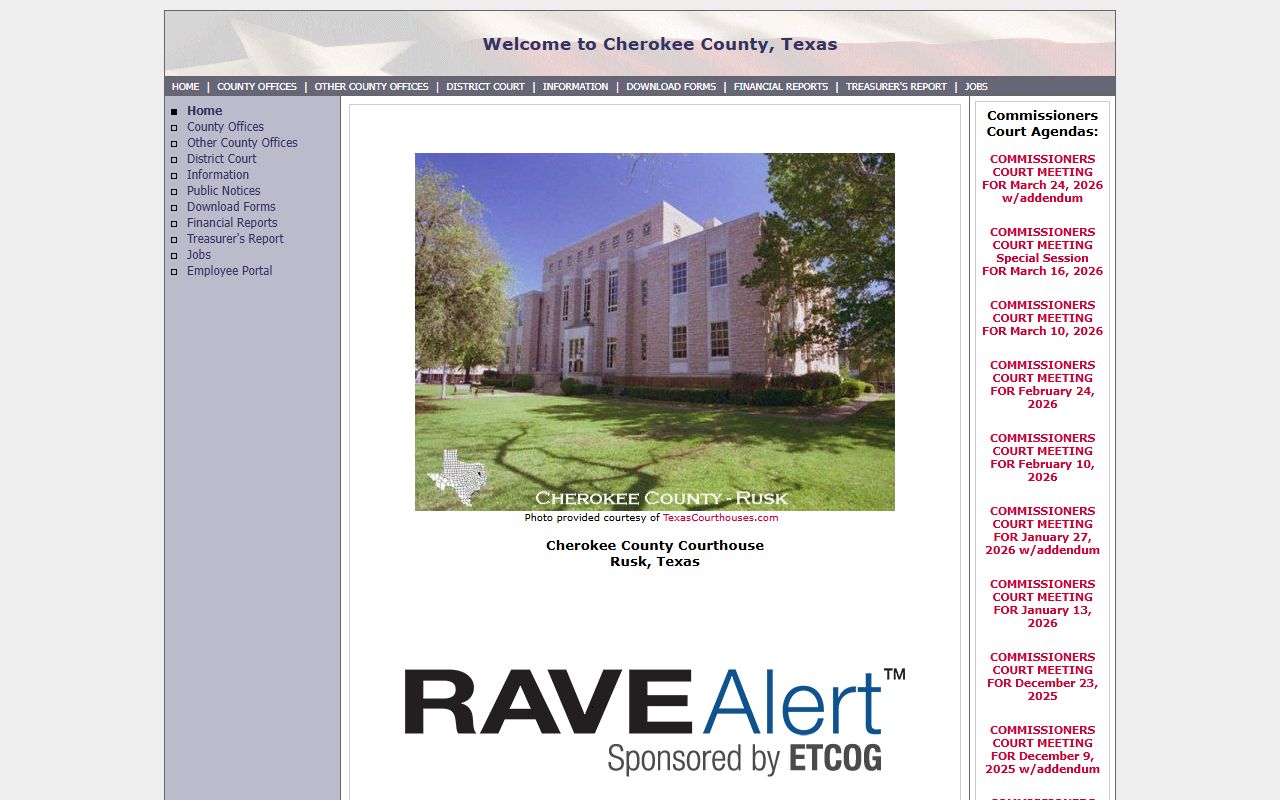 Cherokee County official website with office contacts for unclaimed money research
