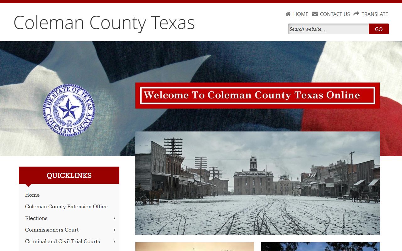 Coleman County official website with office contacts and local resources