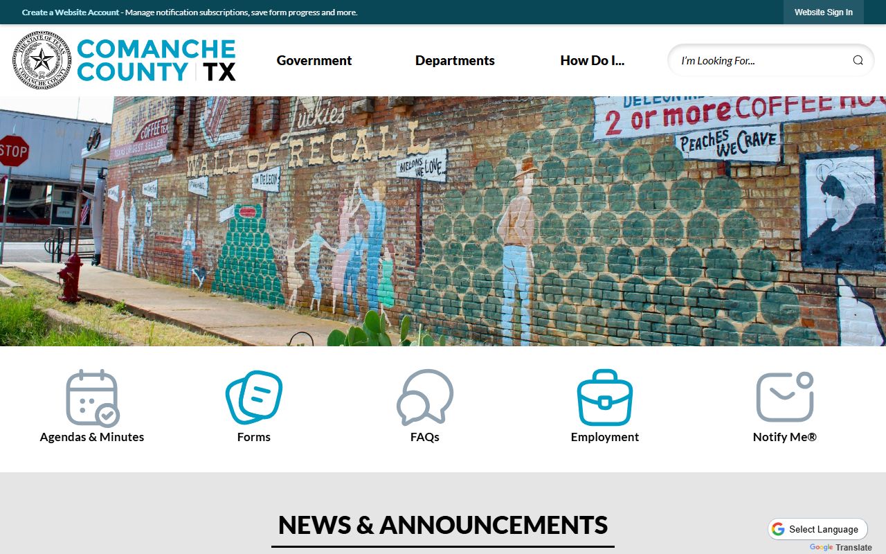 Comanche County official website with office contacts and local resources