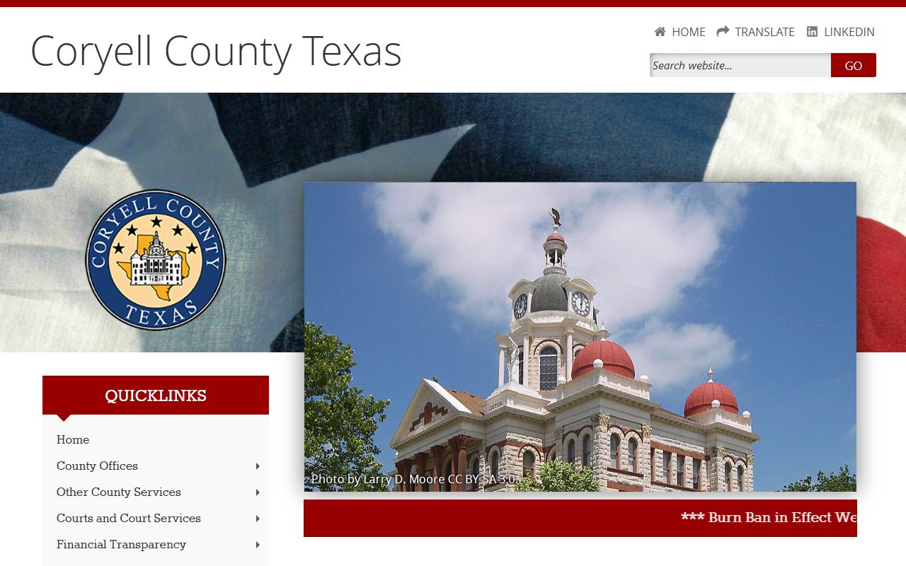Coryell County official website with office contacts and local resources