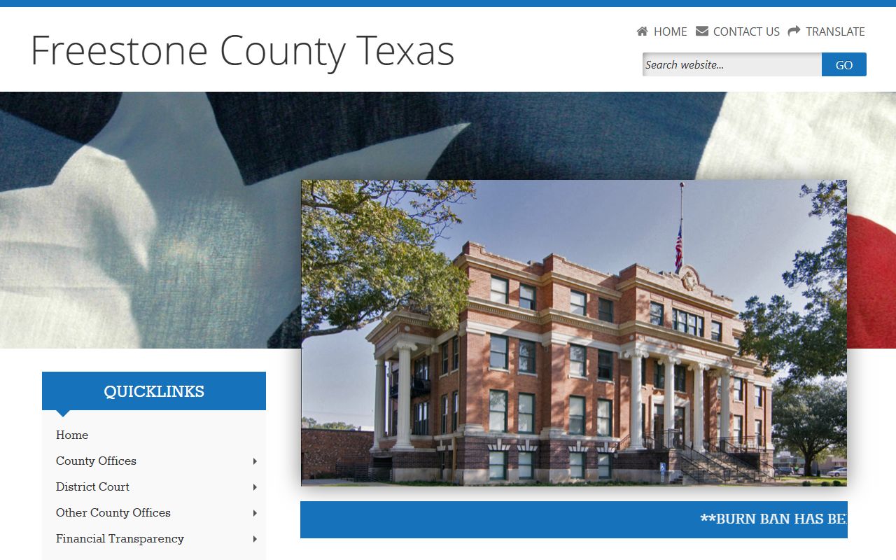 Freestone County official website for local records and unclaimed property resources