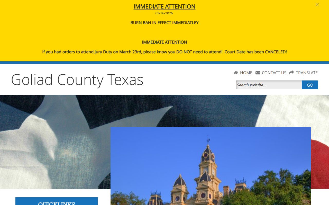 Goliad County official website for local records and unclaimed property resources