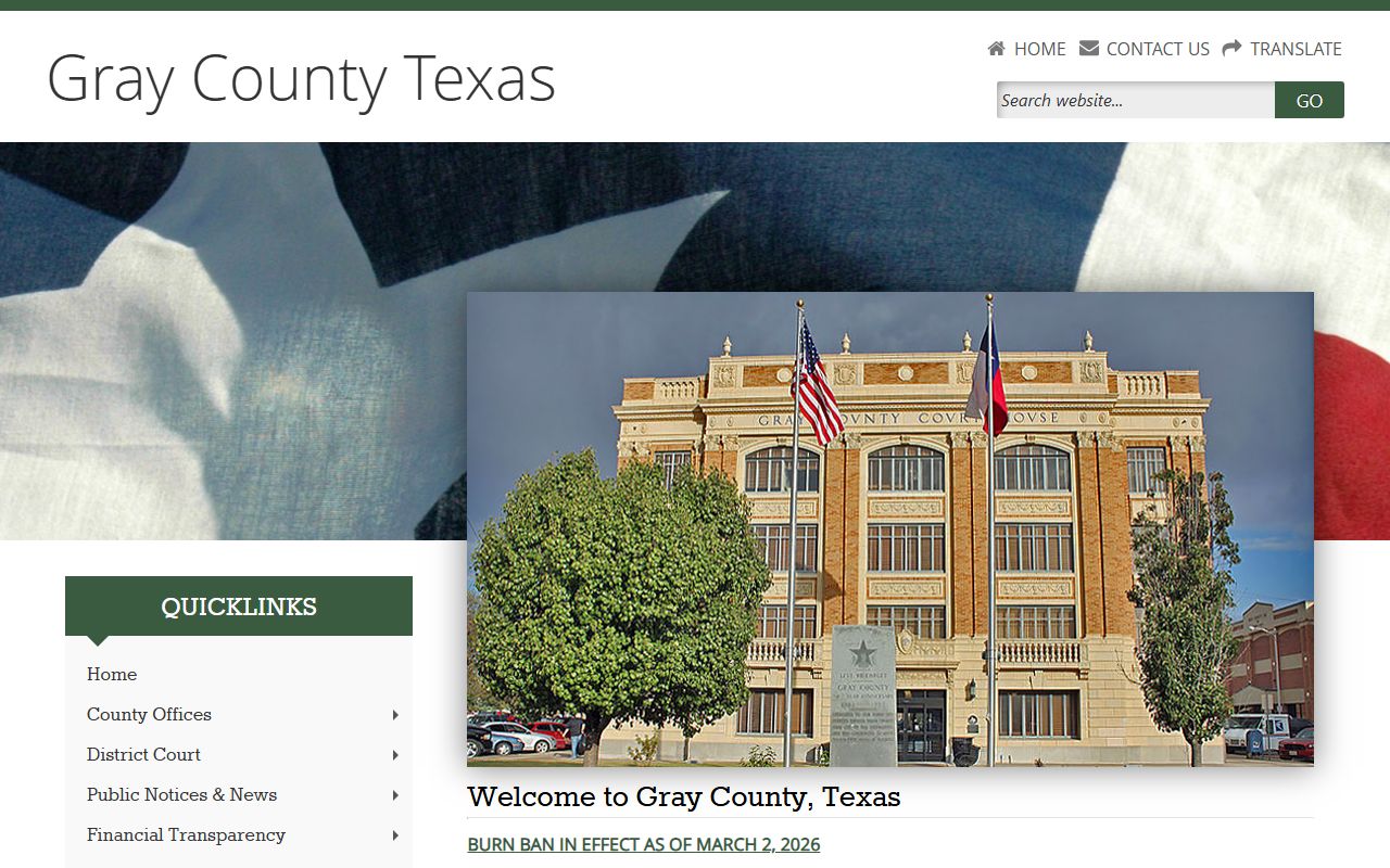 Gray County official website for local records and unclaimed property resources