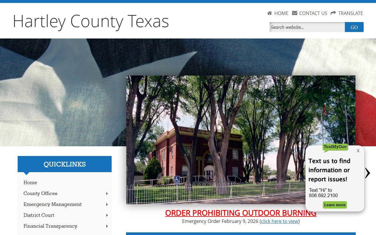 Hartley County official website for local records and county government contacts