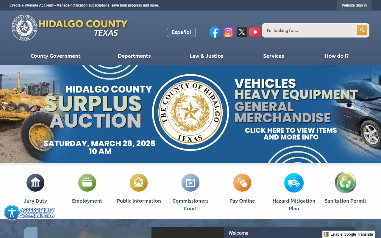 Hidalgo County official website for unclaimed property program and local government contacts