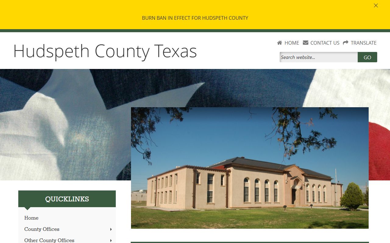 Hudspeth County official website for county offices, records, and government contacts