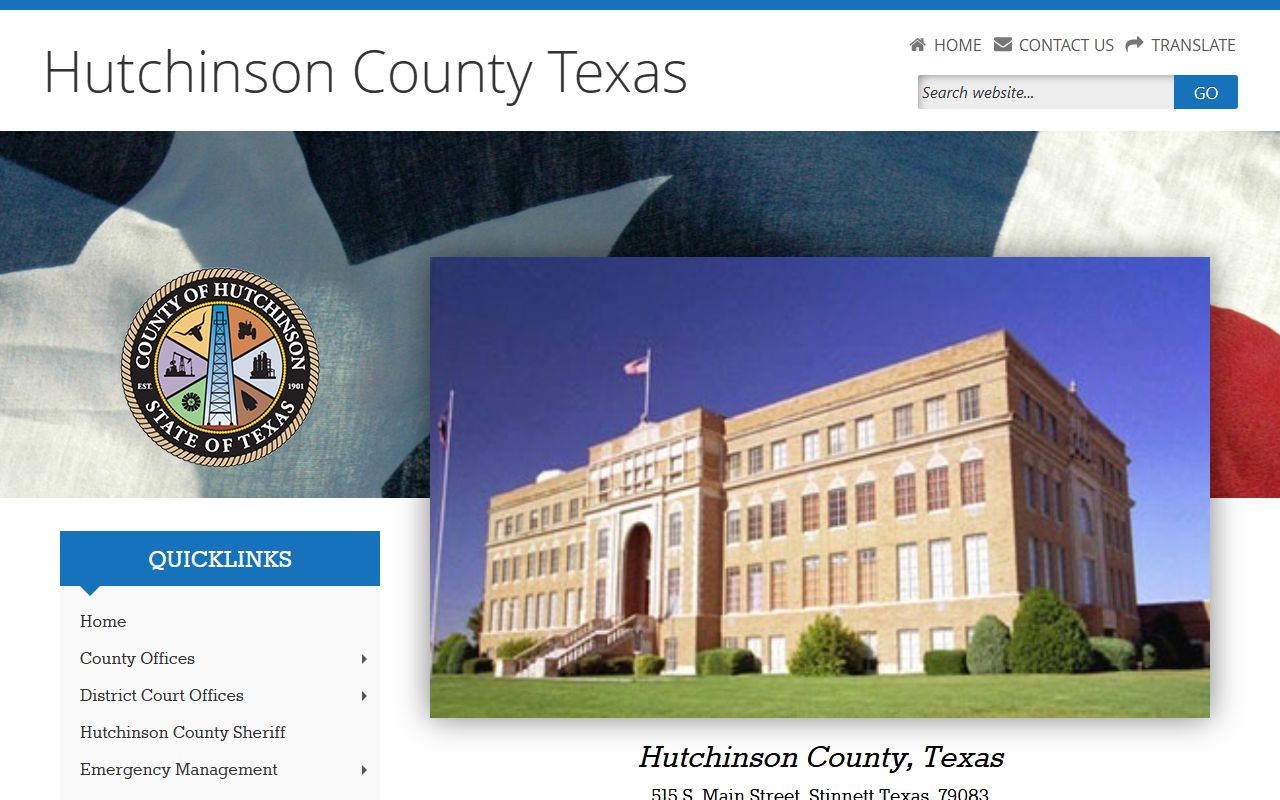 Hutchinson County official website for county contacts, records, and government services