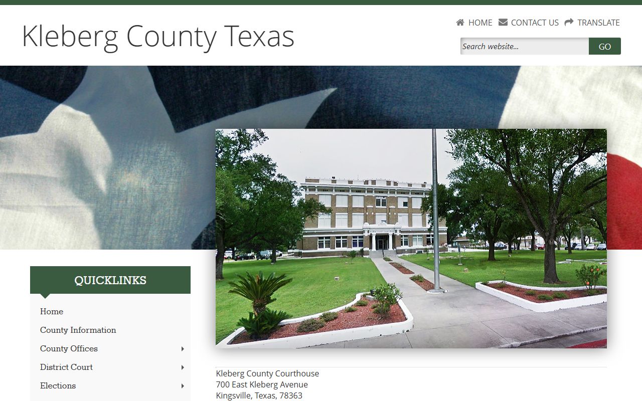 Kleberg County official website for local records and unclaimed property resources