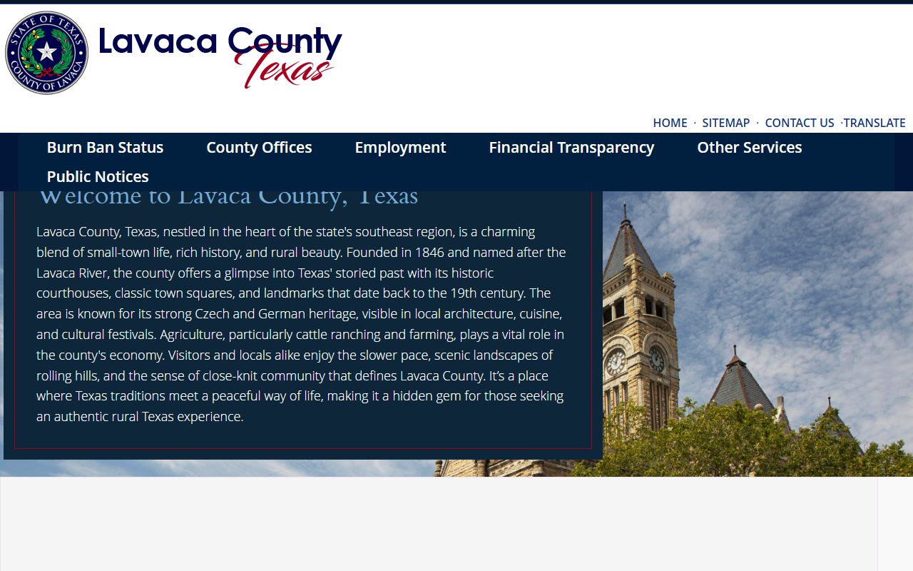Lavaca County official website for local records and unclaimed property resources