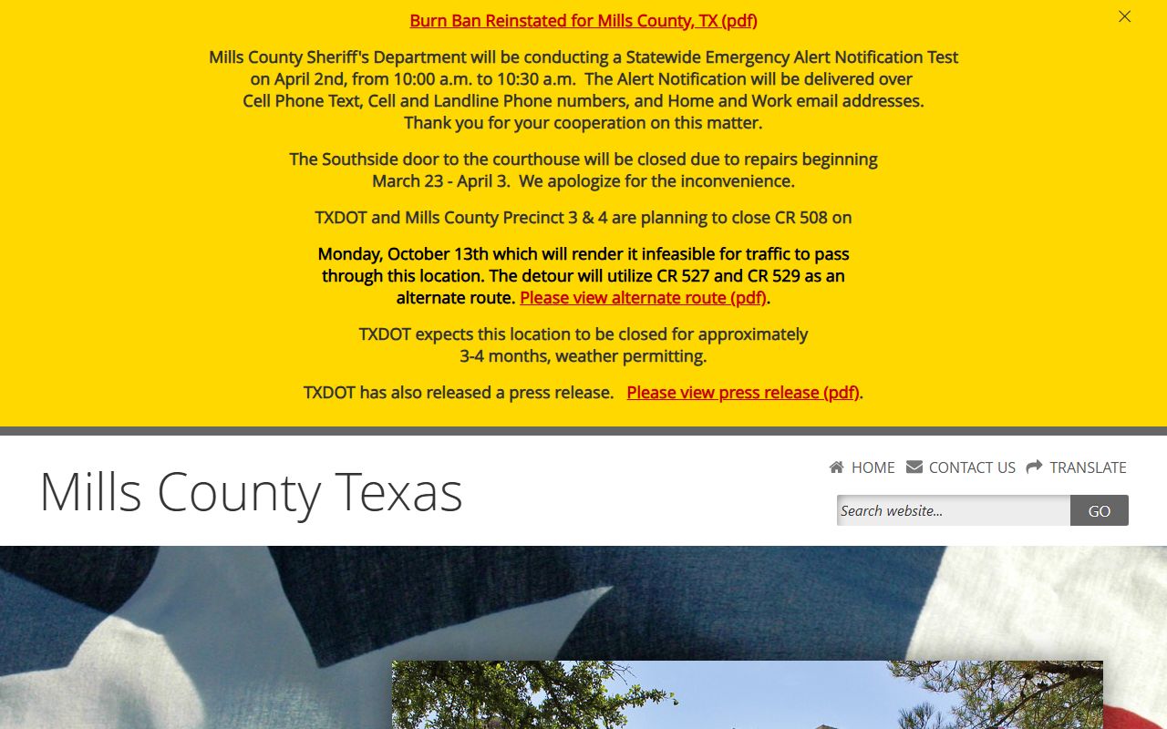 Mills County official website for local records and unclaimed property resources