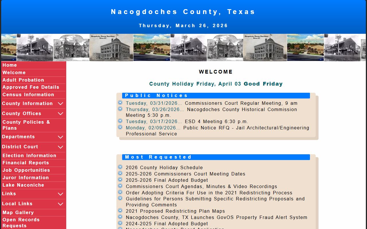 Nacogdoches County official website for local records and unclaimed property resources
