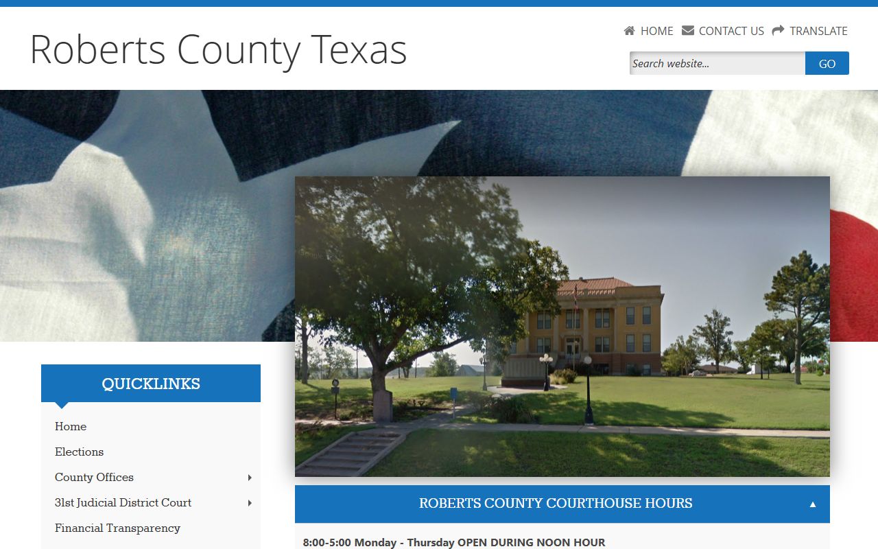 Roberts County official website for local records and unclaimed property resources
