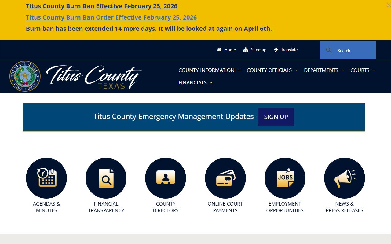 Titus County official website for local records and unclaimed property resources