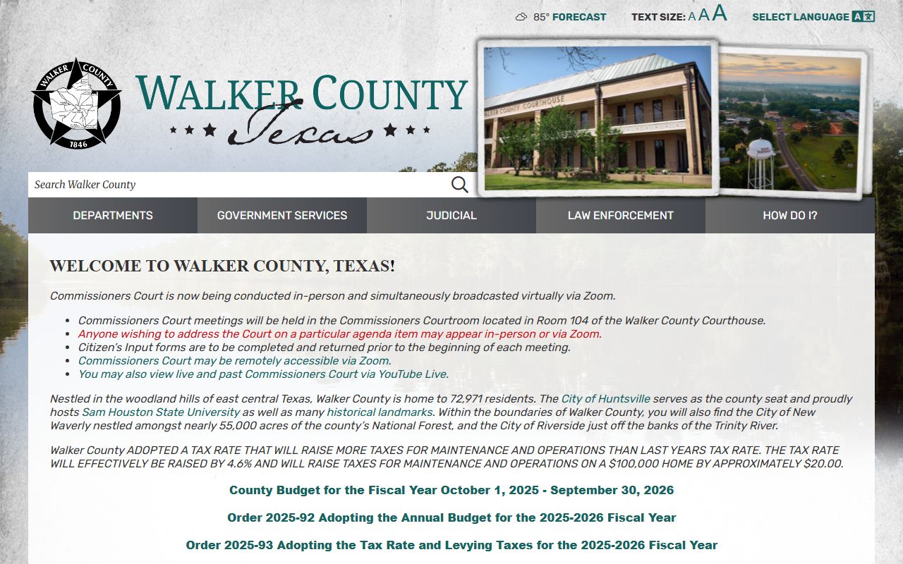Walker County official website for county office contacts and local records