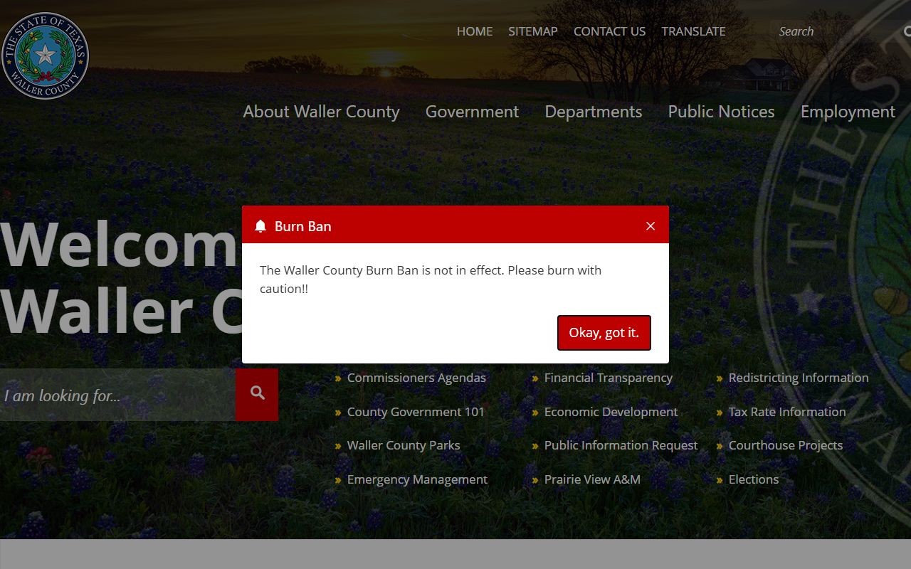 Waller County official website for county office contacts and records