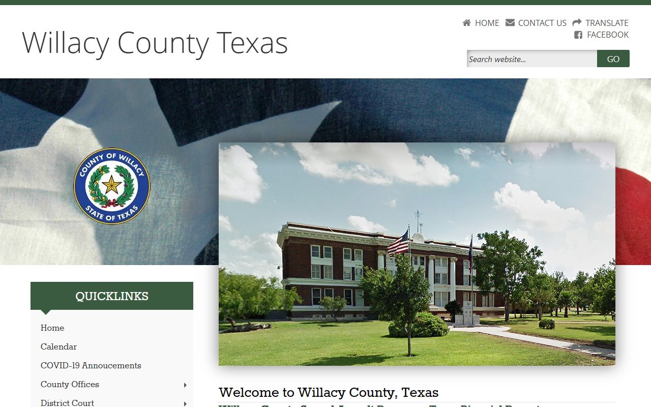 Willacy County official website for county office contacts and records