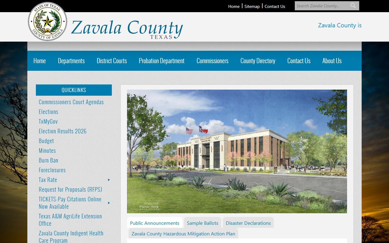 Zavala County official website for county office contacts and records