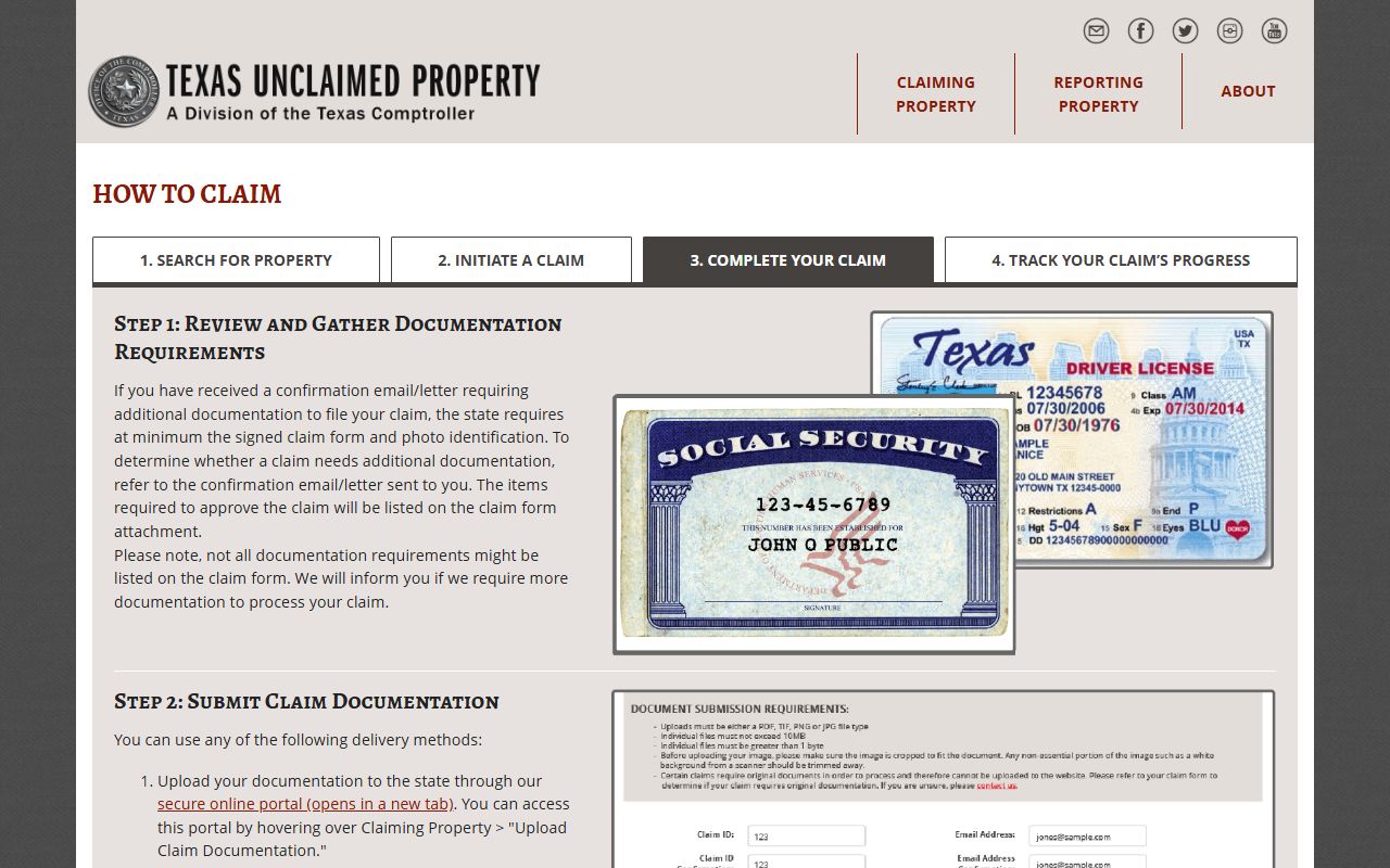 Texas unclaimed money documentation requirements and what to submit with your claim