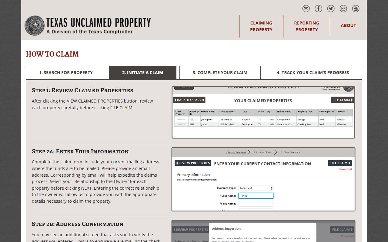 How to claim Texas unclaimed money step by step submission guide