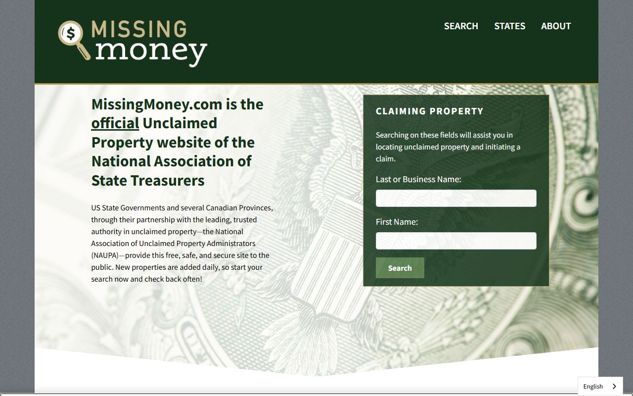 MissingMoney.com national unclaimed property database search tool